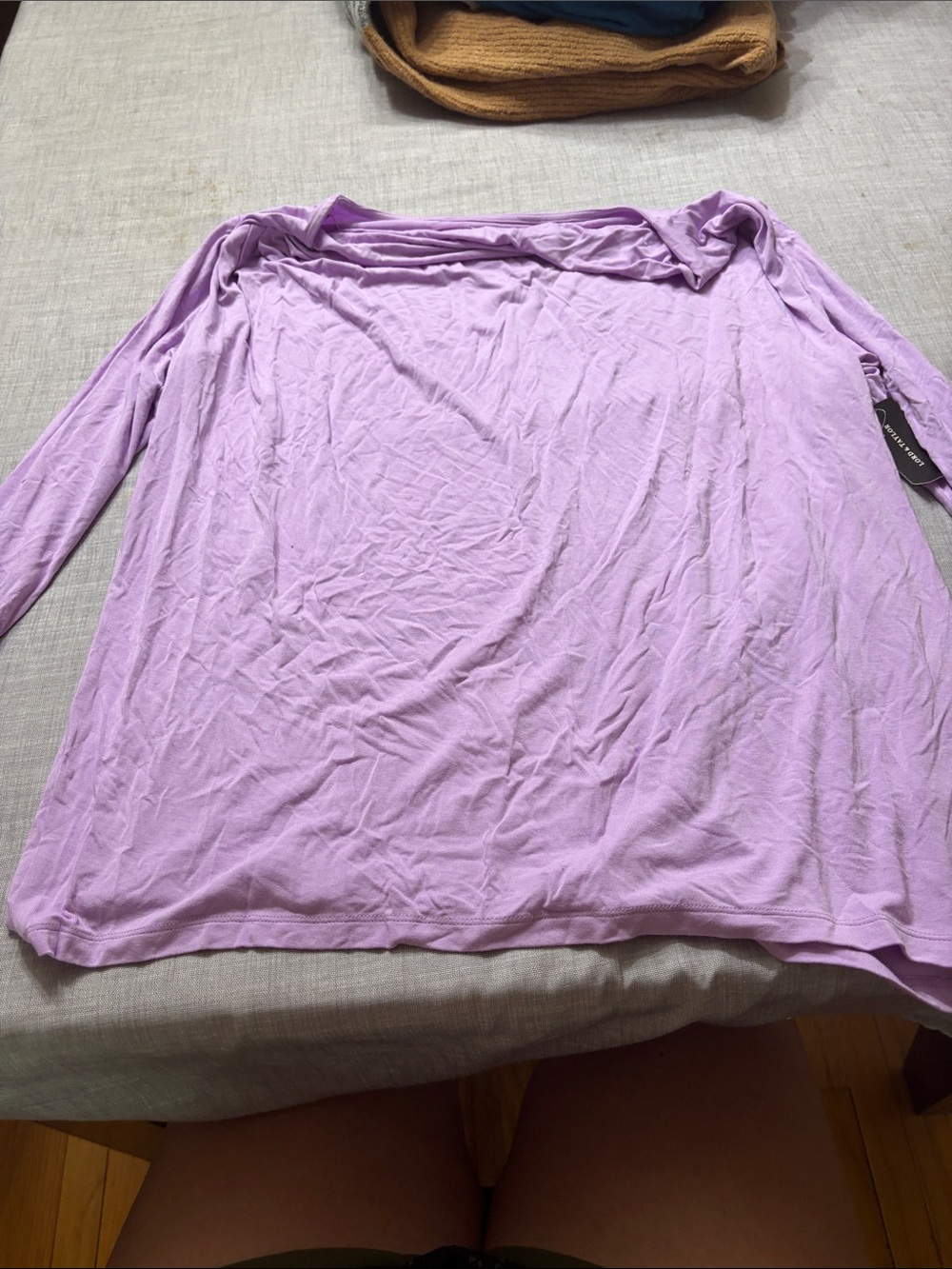 Lord & Taylor Lavender Long Sleeve Scoop Neck Top